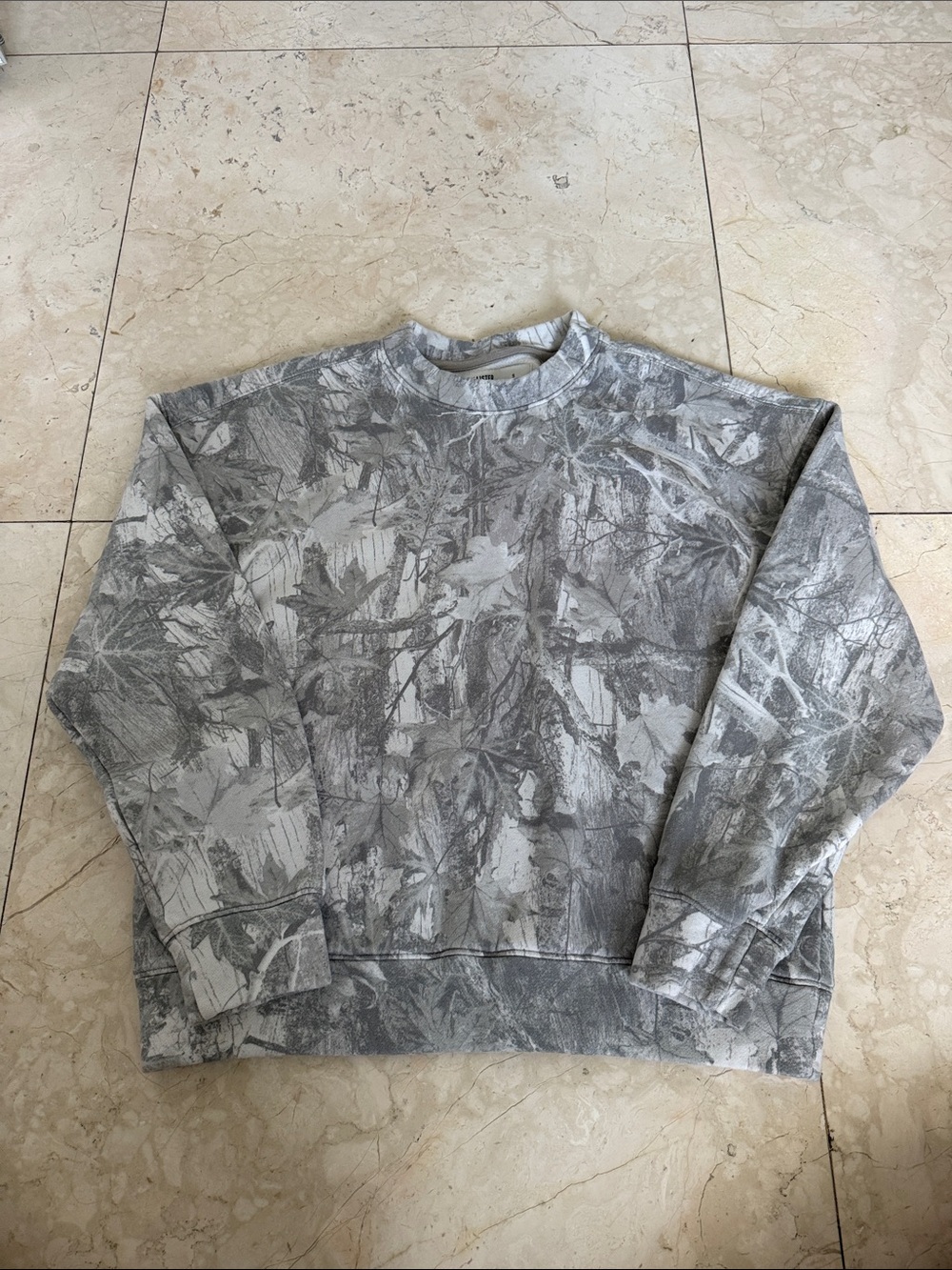 Hollister Gray Leaf Camo Crewneck Pullover